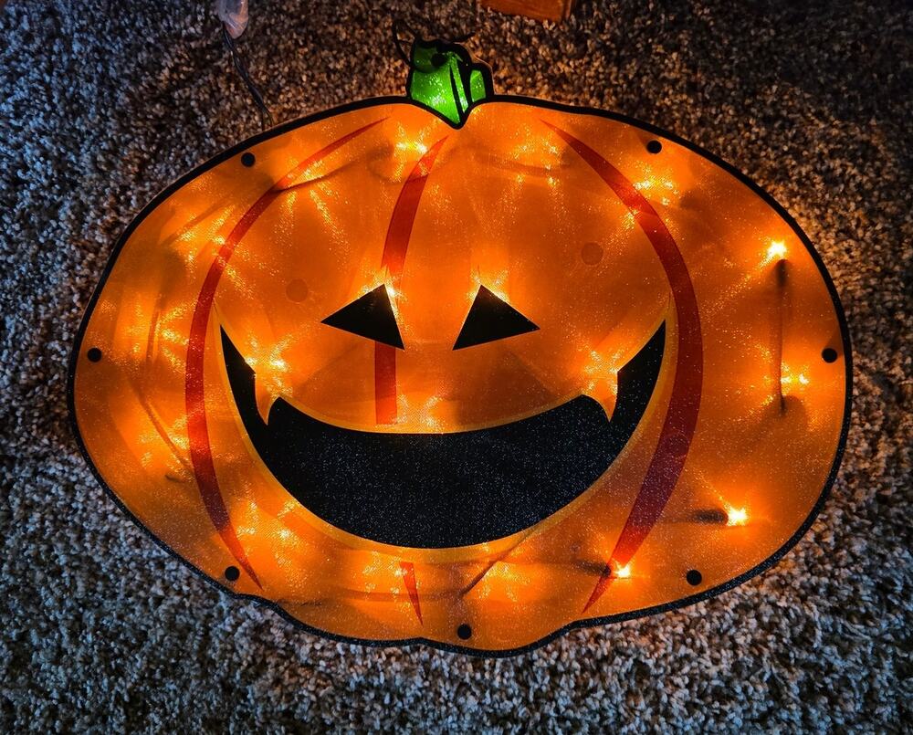 Impact Innovations Lighted Halloween Window Decorations Pumpkin BOO Ghost Set